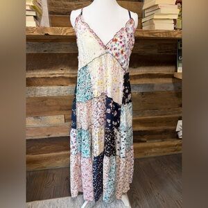 Patchwork Floral Maxi Dress - White/Multi